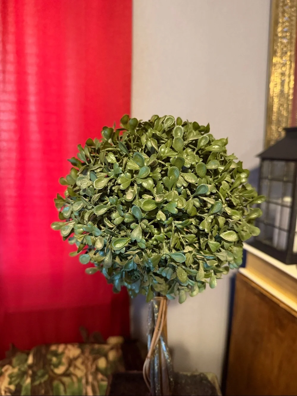 Decorative Green Topiary in Woven-Style Planter